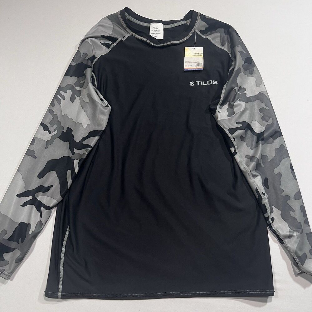 Tilos Men's 3XL Rash Guard Long Sleeve Camo Swim Shirt Surf Anti-UV UPF 50+ NWT